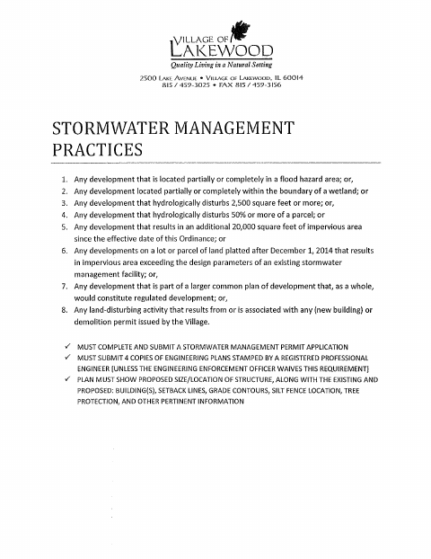 First page of the Stormwater Management Permit Application