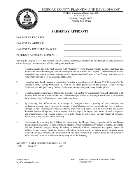 First page of the Farmstay Affidavit