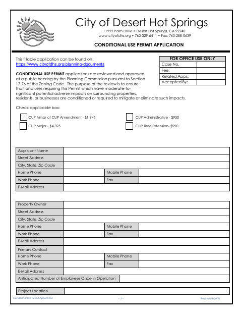 First page of the Conditional Use Permit Application