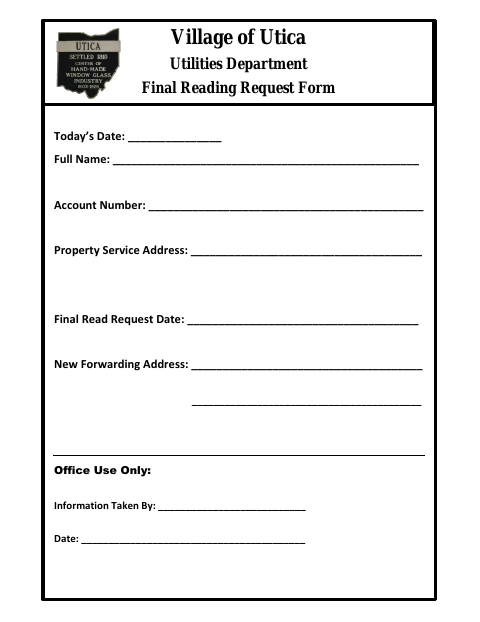First page of the Final Reading Request Form
