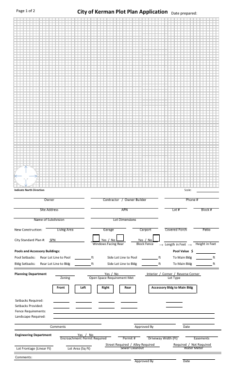 First page of the Plot Plan Application