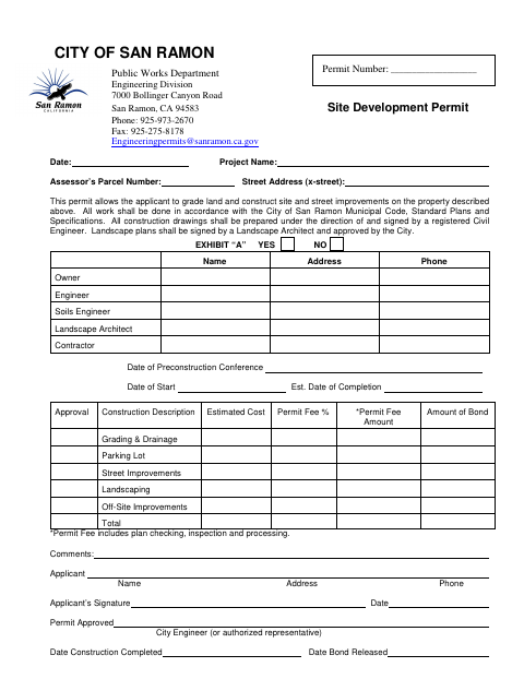First page of the Site Development Permit