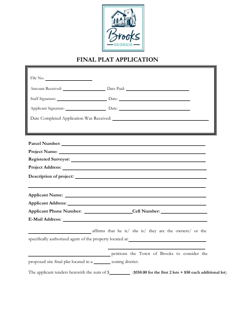 First page of the Final Plat Application