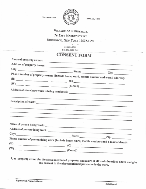 First page of the Authorization and Consent Form