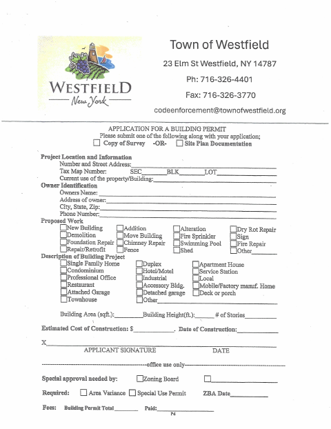 First page of the Building Permit Application for Large Projects