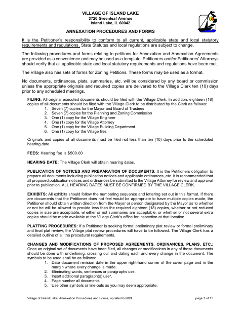 First page of the Annexation Procedures and Forms