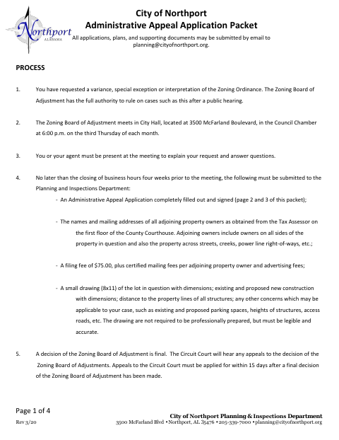 First page of the Administrative Appeal Application