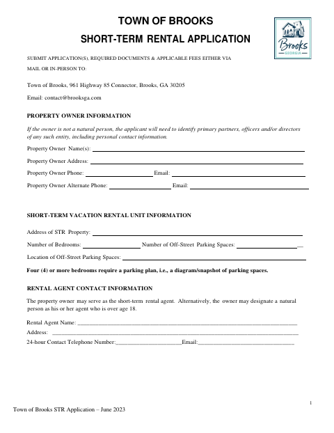 First page of the Short-Term Rental Application