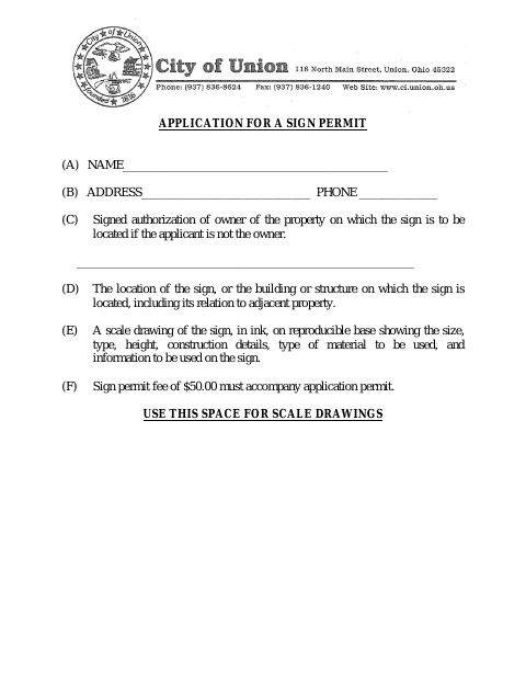 First page of the Sign Permit Application