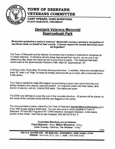 First page of the Veterans Letter & Block Order Form