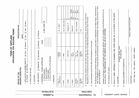 First page of the Building Permit Application