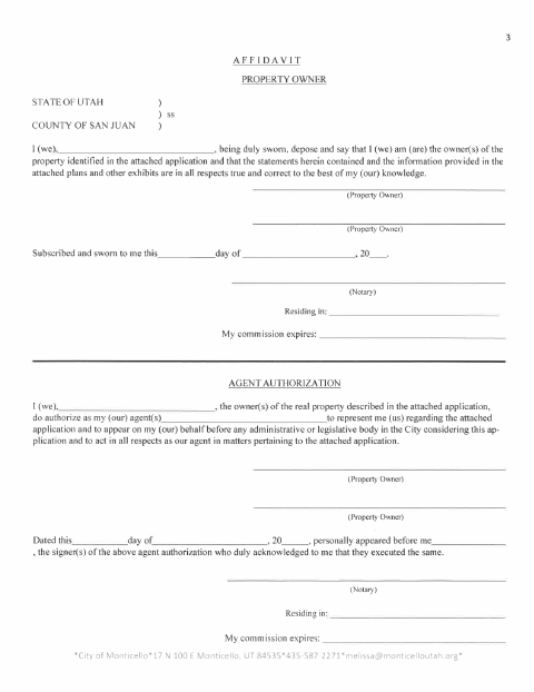 First page of the Variance Application Affidavit and Checklist