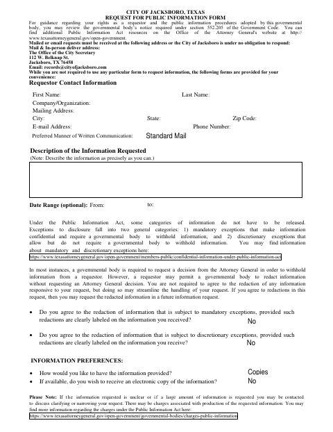 First page of the Public Information Request for Dash/Body Camera Video