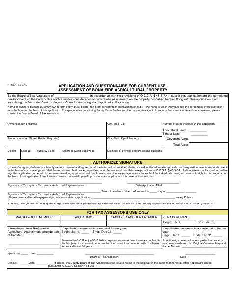 First page of the Conservation Use Assessment Application