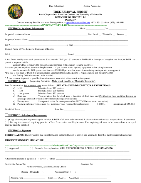 First page of the Tree Removal Permit