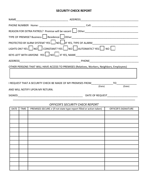 First page of the Security Check Report