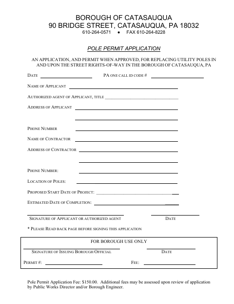 First page of the Pole Permit Application
