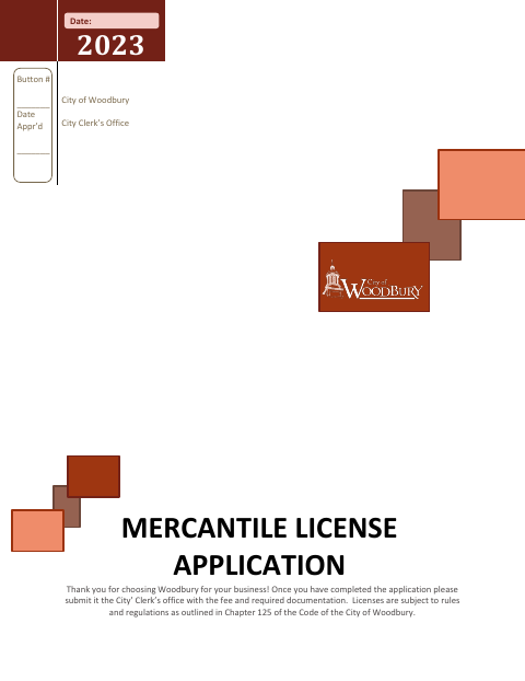 First page of the Mercantile License Application