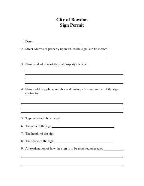 First page of the Sign Permit