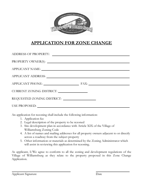 First page of the Application for Zone Change