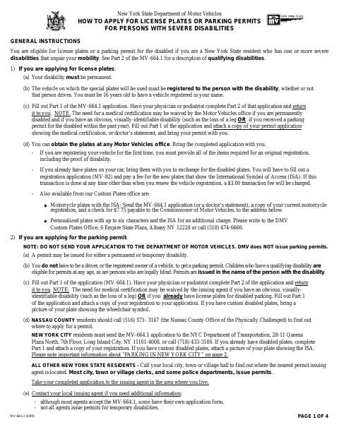 First page of the Disabled License Plate & Parking Permit Application