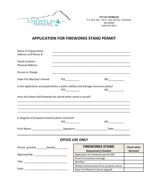 First page of the Fireworks Stand Application