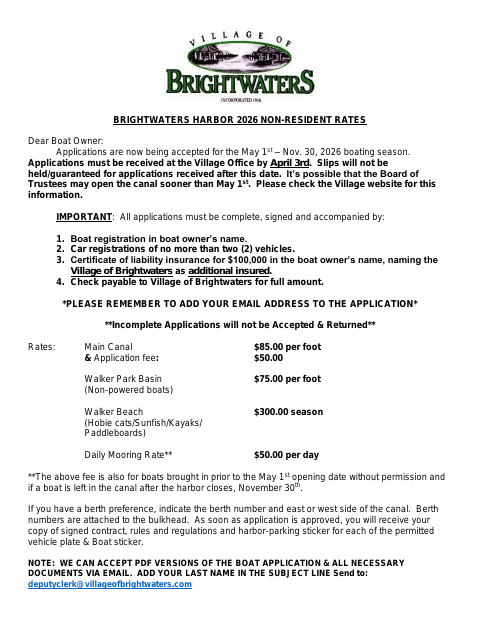 First page of the 2026 Non-Resident Boat Application