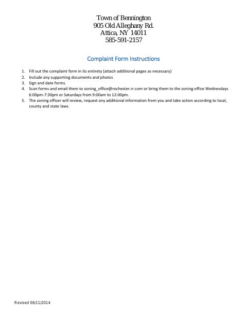 First page of the Resident Complaint Form