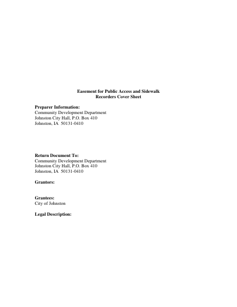 First page of the Easement for Public Access and Sidewalk
