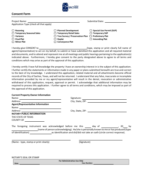 First page of the Property Application Consent Form
