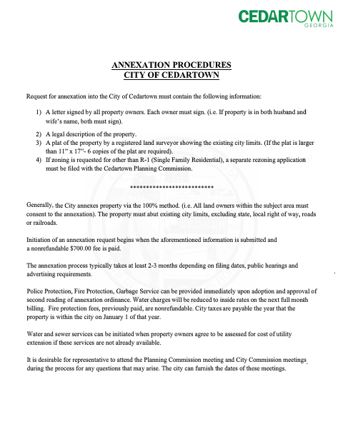 First page of the Annexation Application