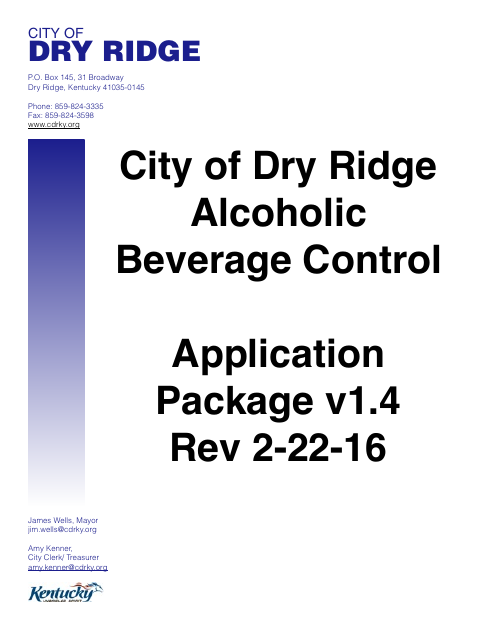 First page of the Alcoholic Beverage Control Application Package