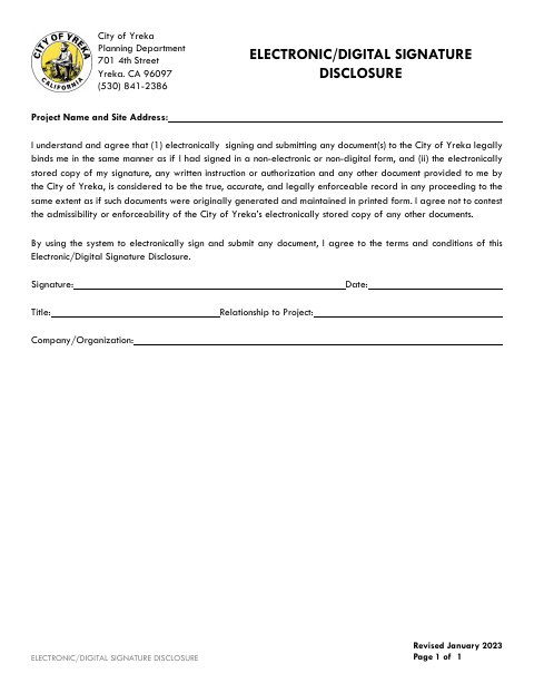 First page of the Electronic/Digital Signature Disclosure