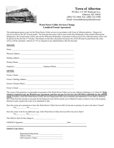 First page of the Tenant Change Request Form