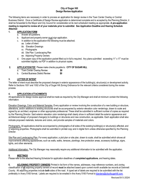 First page of the Design Review Application