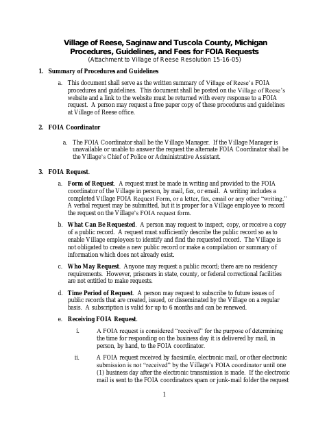 First page of the FOIA Request Form