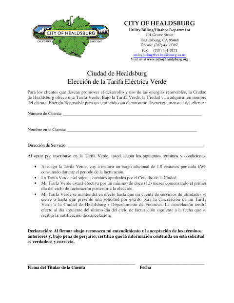 First page of the Elección de la Tarifa Eléctrica Verde