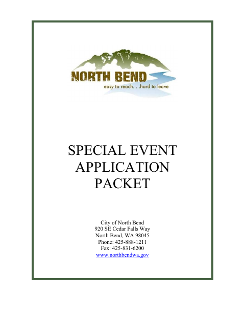 First page of the Special Event Application Packet
