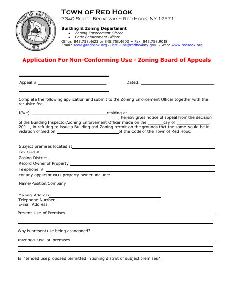 First page of the Application for Change of Non-Conforming Use
