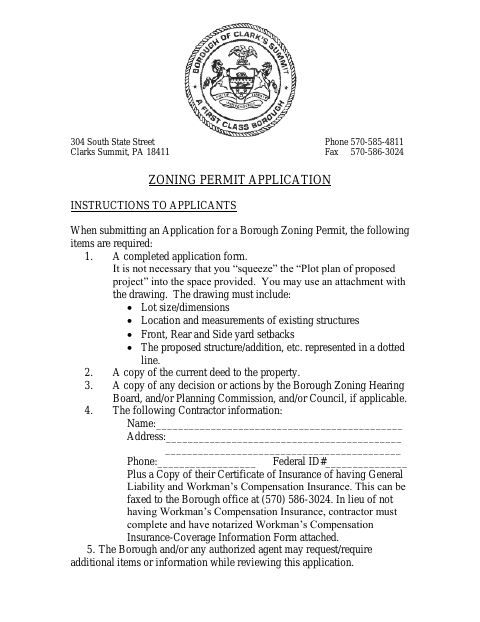 First page of the Zoning Permit Application for Home Occupation