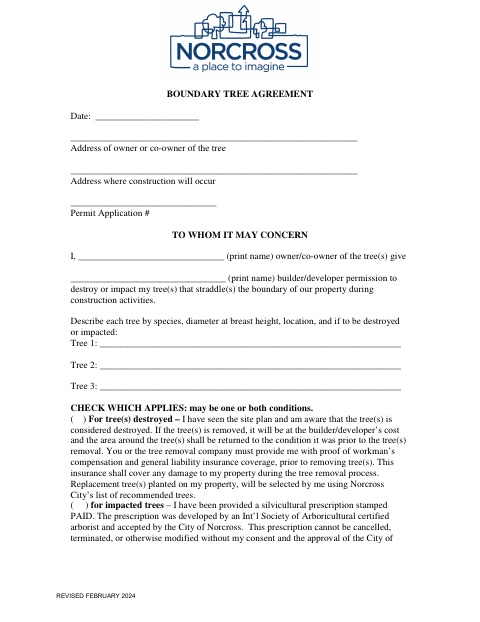 First page of the Boundary Tree Agreement