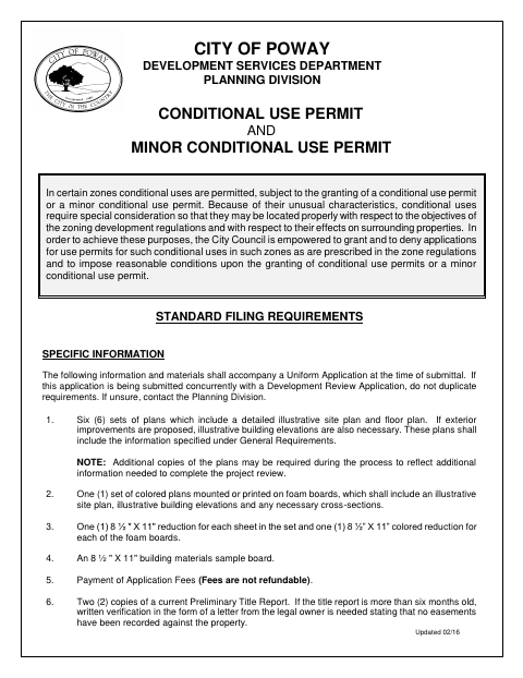 First page of the Conditional Use Permit and Minor Conditional Use Permit Application