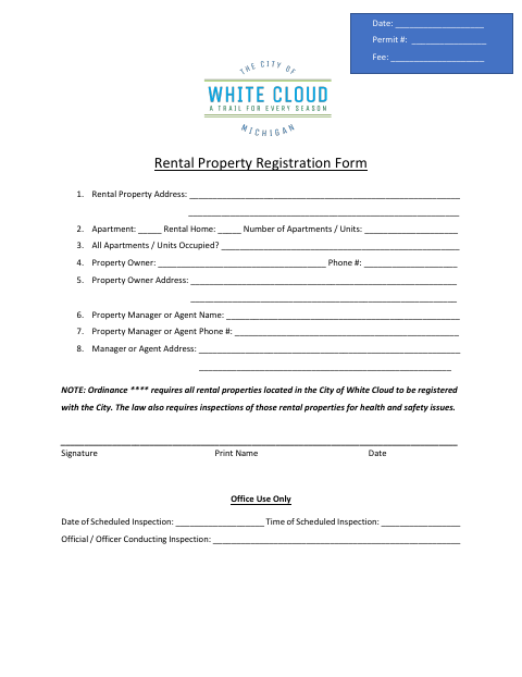 First page of the Rental Property Registration Form