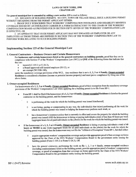 First page of the Workers’ Compensation Insurance Exemption Form