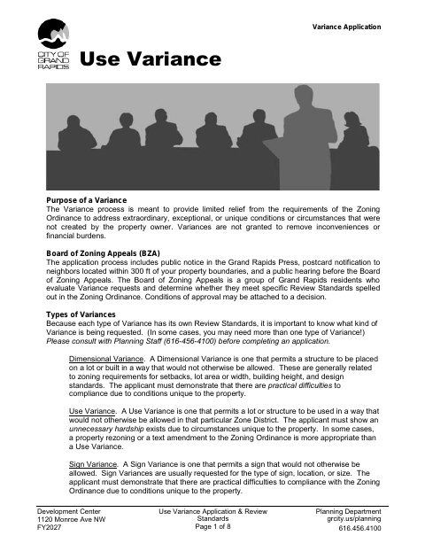 First page of the Use Variance Application