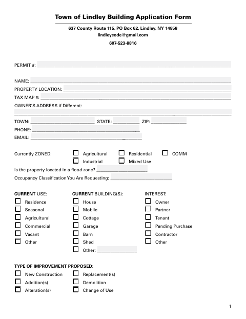 First page of the Building Application Form