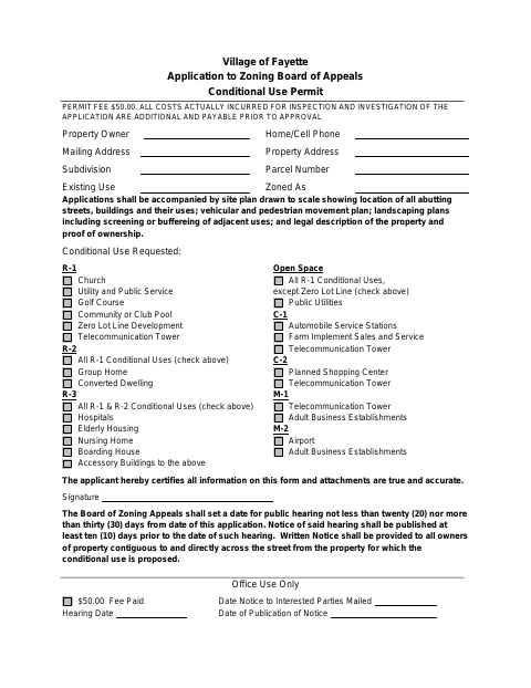 First page of the Conditional Use Permit Application