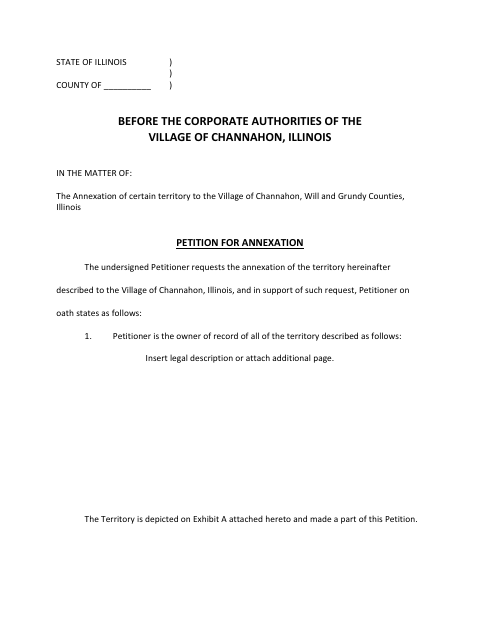 First page of the Petition for Annexation by Electors