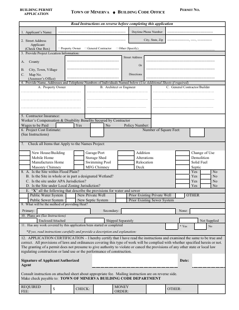 First page of the Building Permit Application