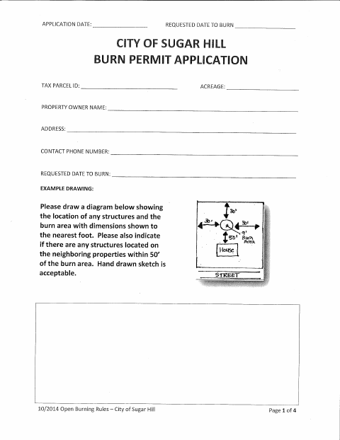 First page of the Burn Permit Application
